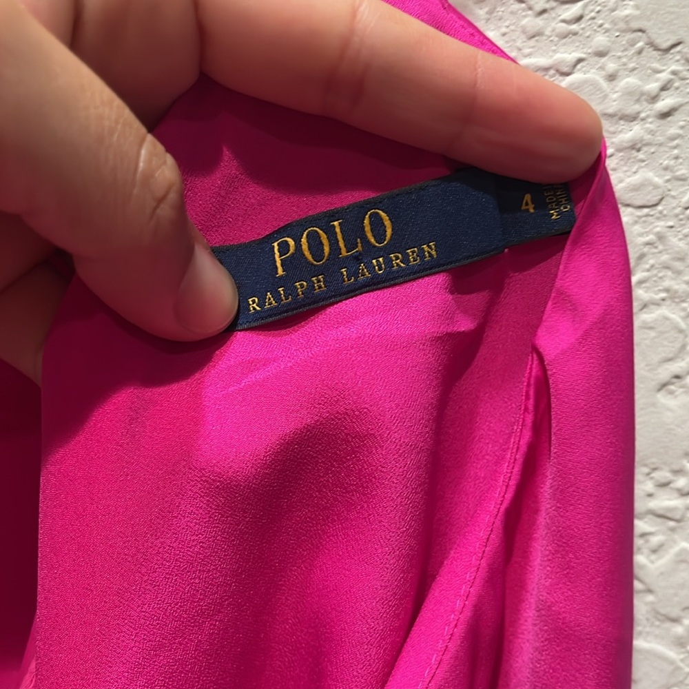 Polo Ralph Lauren Dayana Fuchsia Silky Dress cocktail party summer dress size 4 - Picture 9 of 13